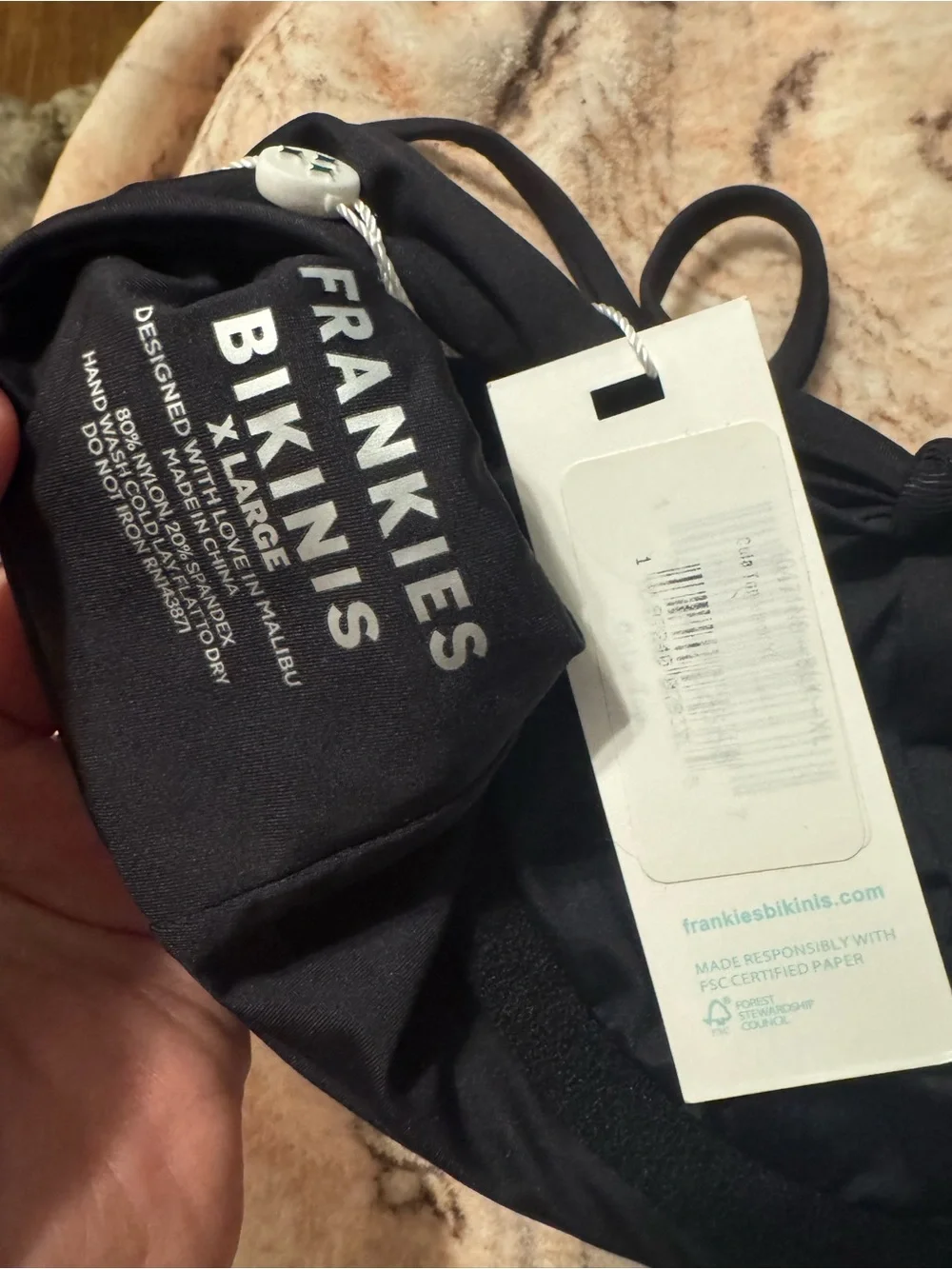 Frankie’s bikinis cola underwire bikini top Black XL NWT